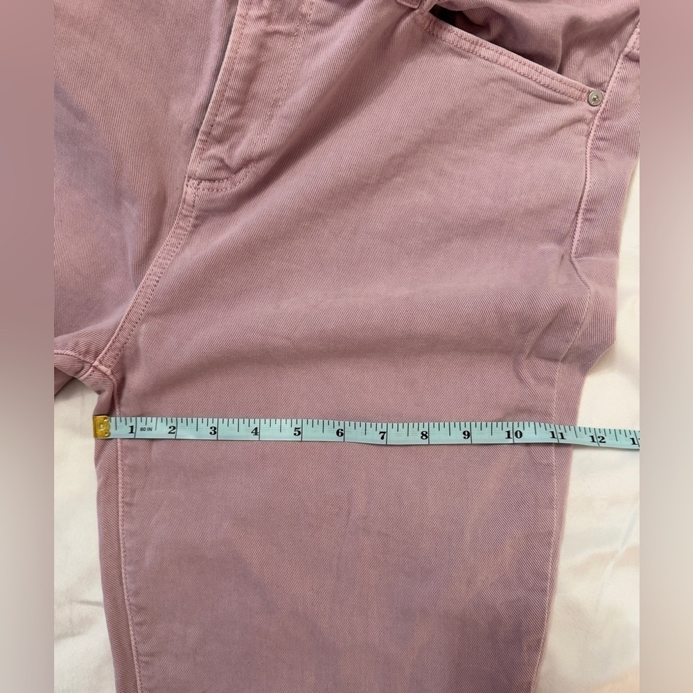Paige Cindy straight jeans, high rise, raw hem, faded rose color, size 33 - Picture 11 of 12